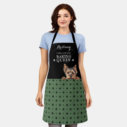 Yorkshire Terrier Dog Paw Print Aangepast Schort (Gedragen)