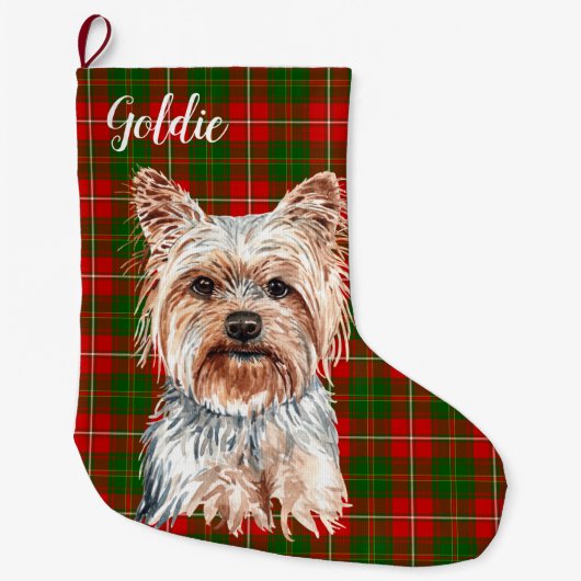 Yorkshire Terrier Dog Personalized Grote Kerstsok (Voorkant)
