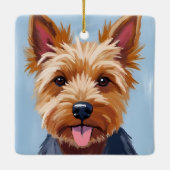 Yorkshire Terrier | Dog Portrait Painting Keramisch Ornament (Achterkant)