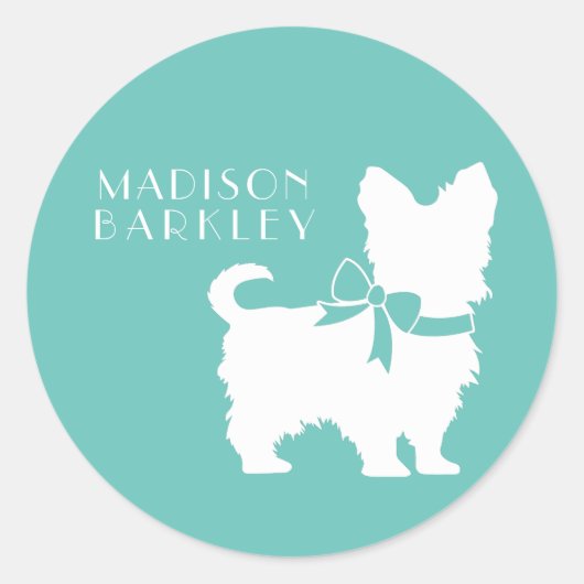 Yorkshire Terrier Dog Puppy Yorkie Ronde Sticker (Voorkant)