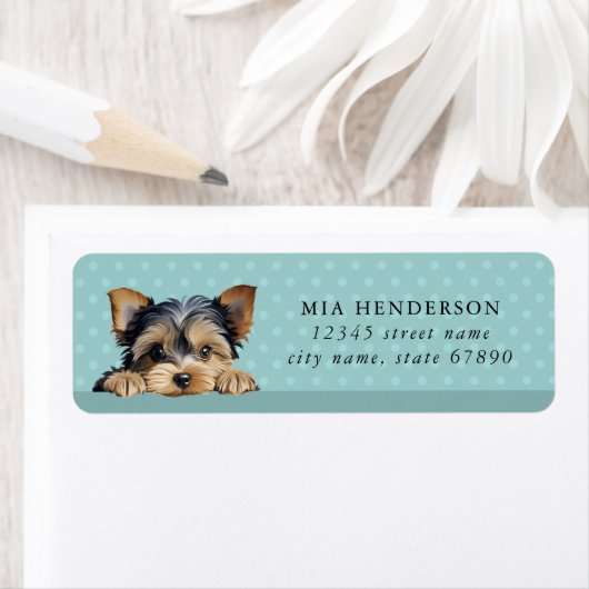 Yorkshire Terrier Dog Return-adreslabel Etiket (Insitu)