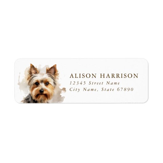Yorkshire Terrier Dog Return-adreslabel Etiket (Voorkant)