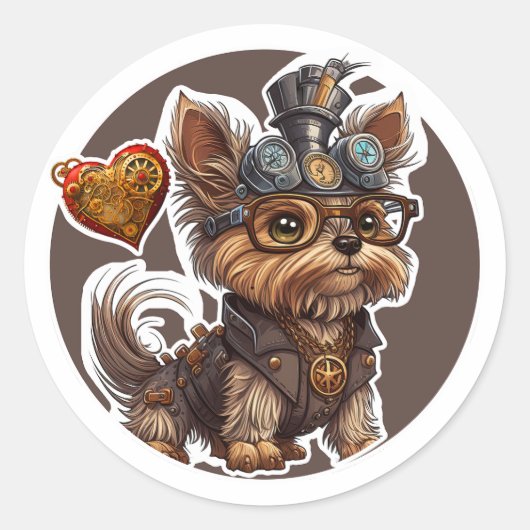 Yorkshire Terrier Dog Ronde Sticker (Voorkant)