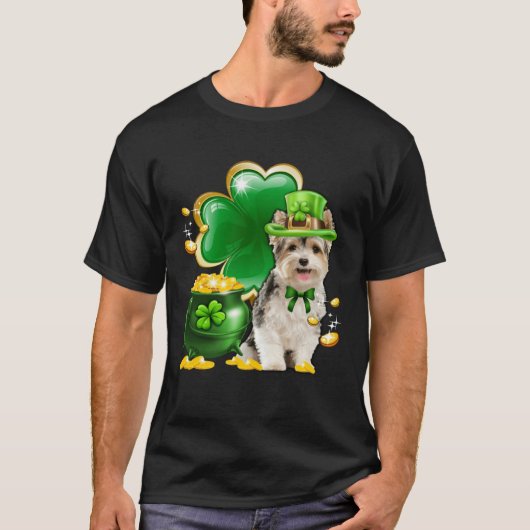 Yorkshire Terrier Dog Shamrock Irish Saint St Patr T-shirt (Voorkant)