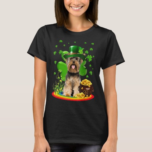 Yorkshire Terrier Dog Shamrock St Patricks Day Dog T-shirt (Voorkant)