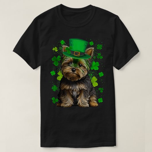 Yorkshire Terrier Dog Shamrocks St Patricks Day T-shirt (Design voorkant)