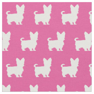 Yorkshire Terrier Dog Silhouette Pet Yorkie Pink Stof