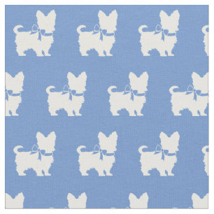 Yorkshire Terrier Dog Silhouette Yorkie Light Blue Stof