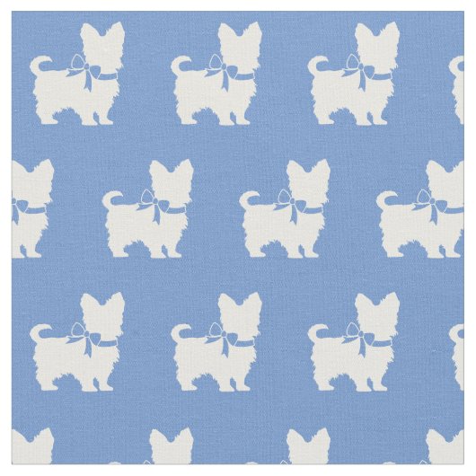 Yorkshire Terrier Dog Silhouette Yorkie Light Blue Stof (Close Up)