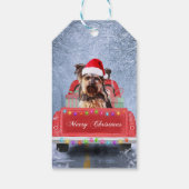 Yorkshire Terrier Dog Snow met kerstmis Cadeaulabel (Achterkant)
