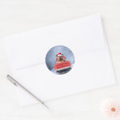 Yorkshire Terrier Dog Snow met kerstmis Ronde Sticker (Envelop)