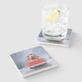 Yorkshire Terrier Dog Snow met kerstmis Stenen Onderzetter (Zijkant)