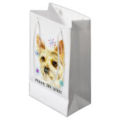 Yorkshire Terrier Dog, Snowflakes, Kerstmis Klein Cadeauzakje (Voorkant Gekanteld)