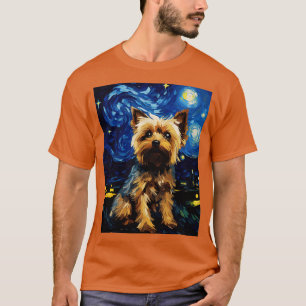 Yorkshire Terrier Dog Sterrennacht Van Gogh Kunst T-shirt