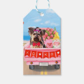 Yorkshire Terrier Dog Valentijnsdag Truck Hearts Cadeaulabel (Voorkant)