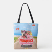 Yorkshire Terrier Dog Valentijnsdag Truck Hearts Tote Bag (Achterkant)