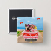 Yorkshire Terrier Dog Valentijnsdag Truck Hearts Vierkante Button 5,1 Cm (Voorkant /achterkant)