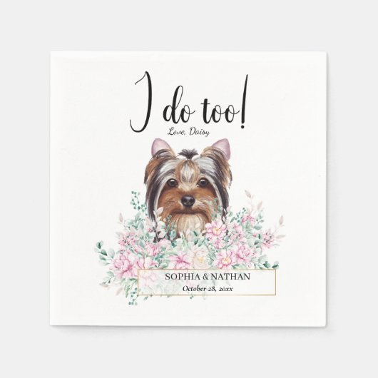 Yorkshire Terrier Dog Wedding Cocktail Napkins Servet (Voorkant)