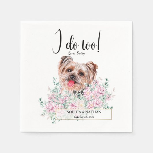 Yorkshire Terrier Dog Wedding Cocktail Napkins Servet (Voorkant)