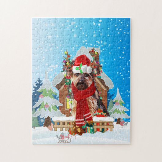 Yorkshire Terrier dog with Christmas gifts Legpuzzel (Verticaal)