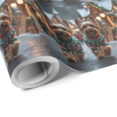 Yorkshire Terrier Dogs Christmas Snow Holiday  Cadeaupapier (Rol Hoek)