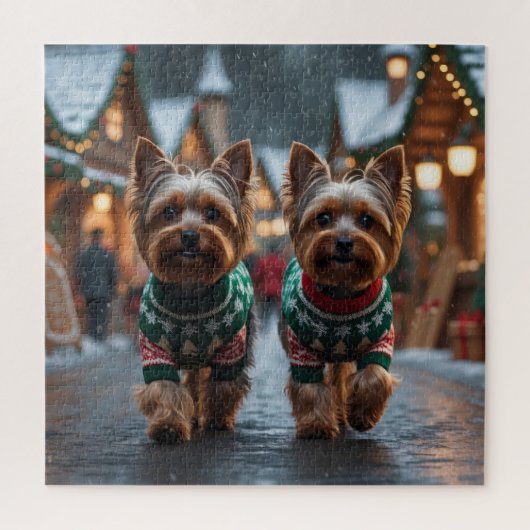 Yorkshire Terrier Dogs Christmas Snow Holiday Legpuzzel (Verticaal)