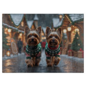 Yorkshire Terrier Dogs Christmas Snow Holiday  Snijplank (Voorkant)