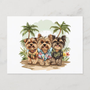 Yorkshire Terrier Dogs Hawaiian Shirten Briefkaart