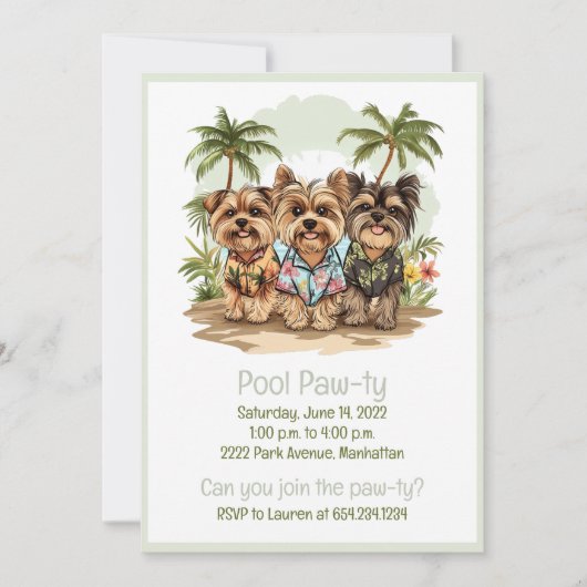 Yorkshire Terrier Dogs Hawaiian Shirten Kaart (Voorkant)