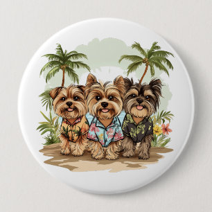 Yorkshire Terrier Dogs Hawaiian Shirten Ronde Button 4,0 Cm