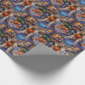 Yorkshire Terrier Dogs in Halloween Costumes Cadeaupapier (Hoek)