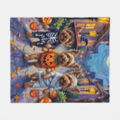 Yorkshire Terrier Dogs in Halloween Costumes Fleece Deken (Voorkant (Horizontaal))