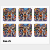 Yorkshire Terrier Dogs in Halloween Costumes Vierkante Sticker (Vel)
