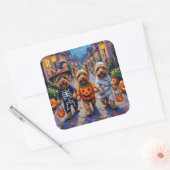 Yorkshire Terrier Dogs in Halloween Costumes Vierkante Sticker (Envelop)