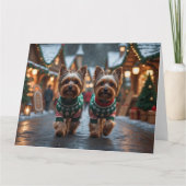 Yorkshire Terrier Dogs Kerstmis Sneeuw Vakantie Kaart (Voorkant)