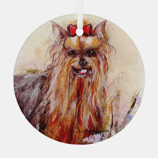 Yorkshire Terrier door Hevener Glass Ornament (Achterkant)