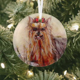 Yorkshire Terrier door Hevener Glass Ornament