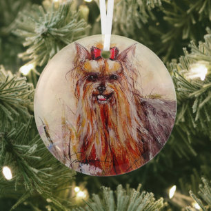 Yorkshire Terrier door Hevener Glass Ornament