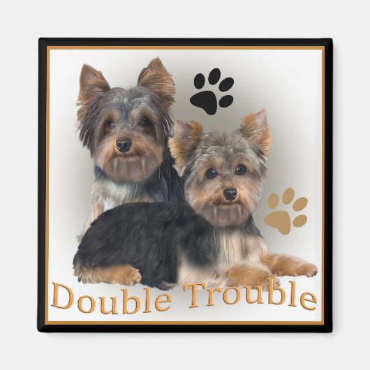 Yorkshire Terrier Double Trouble Gifts Magneet (Voorkant)