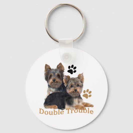 Yorkshire Terrier Double Trouble Gifts Sleutelhanger (Voorkant)