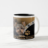 Yorkshire Terrier Double Trouble Gifts Tweekleurige Koffiemok (Voorkant rechts)