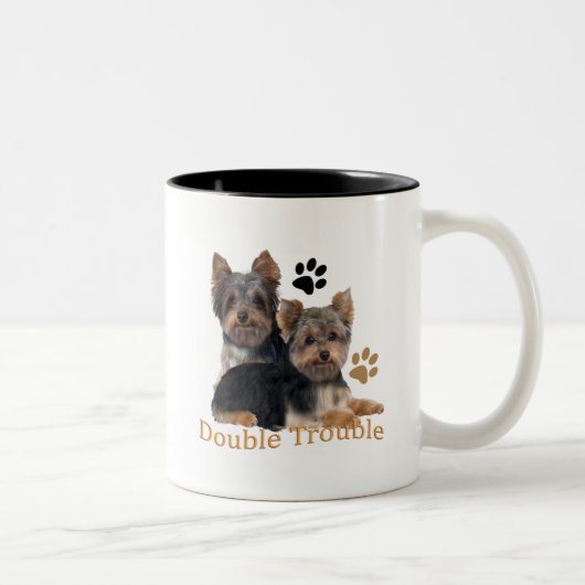 Yorkshire Terrier Double Trouble Gifts Tweekleurige Koffiemok (Rechts)
