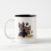 Yorkshire Terrier Double Trouble Gifts Tweekleurige Koffiemok (Links)