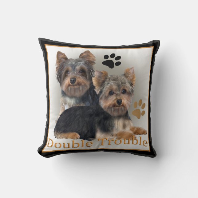 Yorkshire Terrier Double Trouble Kussens (Voorkant)