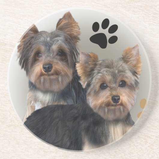Yorkshire Terrier Double Trouble Onderzetter (Voorkant)