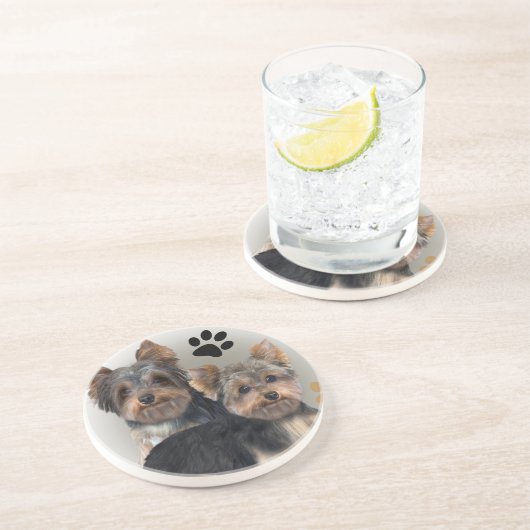Yorkshire Terrier Double Trouble Onderzetter (Zijkant)