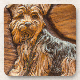 Yorkshire Terrier Faux Wood Carving Bier Onderzetter