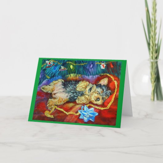 Yorkshire Terrier Feestdagen Kaart (Voorkant)