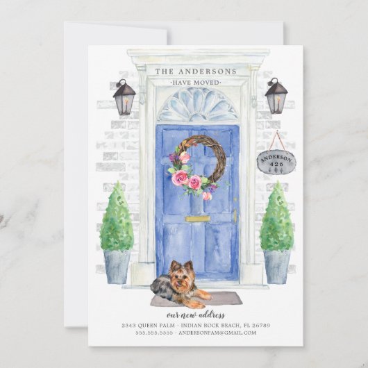 Yorkshire Terrier Front Door Moving Announcement Kaart (Voorkant)