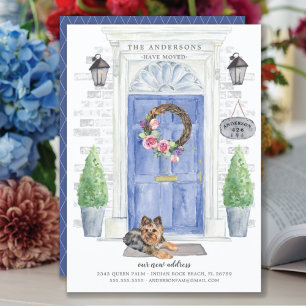 Yorkshire Terrier Front Door Moving Announcement Kaart